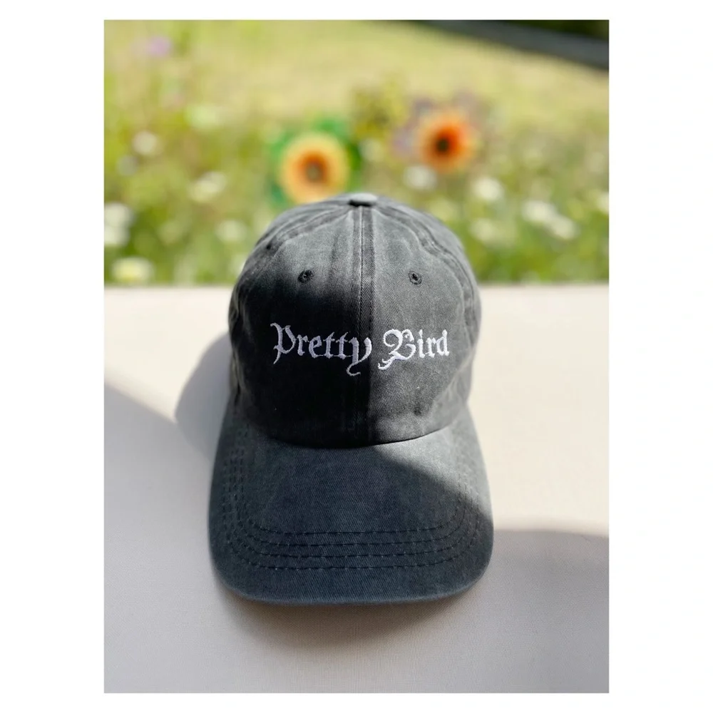 Pretty Bird Grey Stone Washed Cotton Twill Cap - Picture 11 of 13